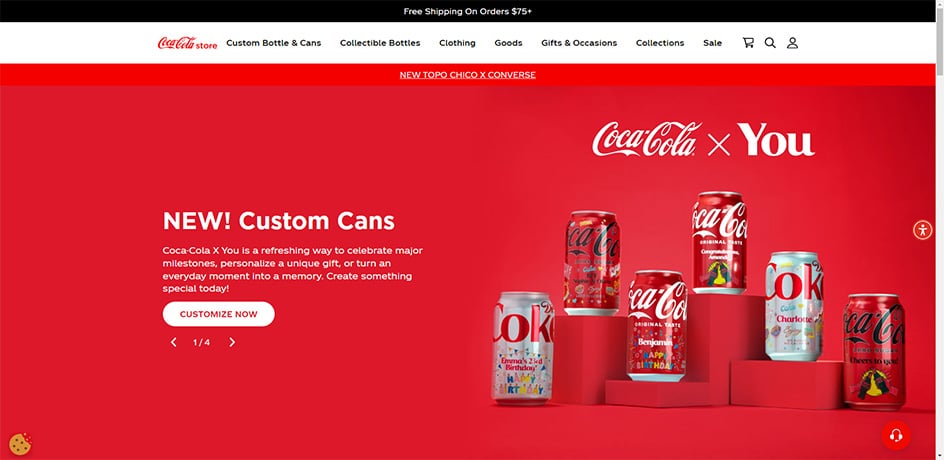 Coca-Cola - role of Colour in Ecommerce Website Design