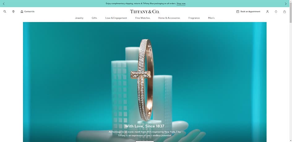 Tiffany & Co - impotant of Colour in Ecommerce Website Design